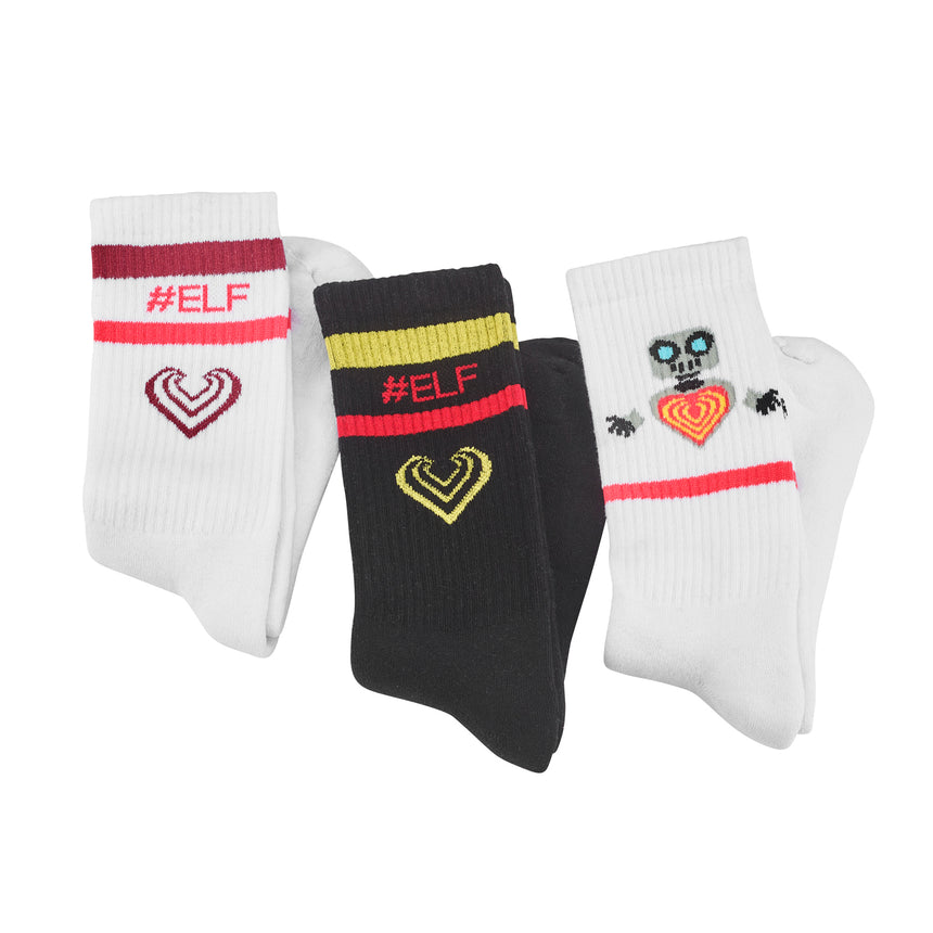 Socks 3-Pack Robot-Black-White